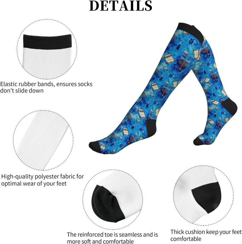thmnj Compression Socks Knee High Support Socks for Women Men Circulation Stockings for Athletic Running Cycling Flying - Image 3